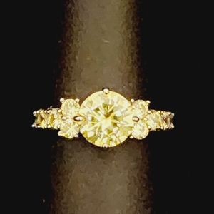 Round Cut Brilliant Faceted Yellow Gemstone 925 Sterling Silver Band Ring Sz 7 *